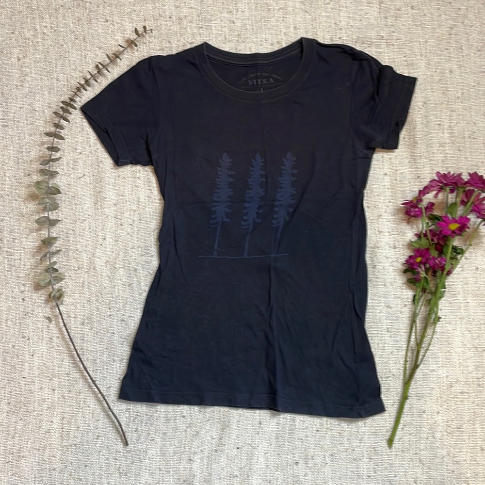 Navy Trees Sitka Crewneck Tee